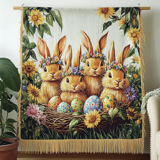 Springtime Bunny Quartet Woven Sofa Blanket NCU0NT4738