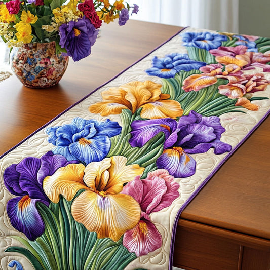Springtime Iris Dance Quilted Table Runner NCU0NT5729