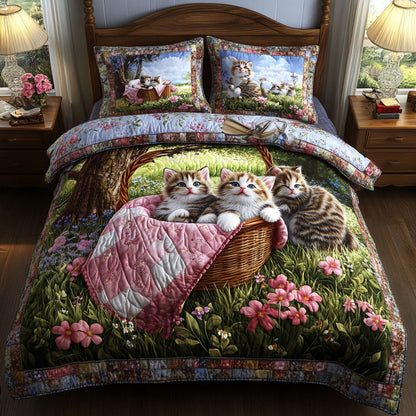 Springtime Kittens 3-Piece Quilted Bedding Set NCU0NT5441
