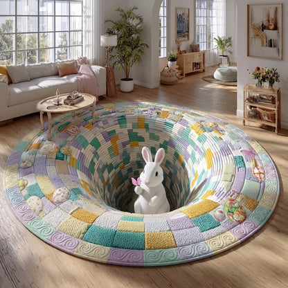Springtime Rabbit Retreat Quilted Round Mat NCU0PT11504