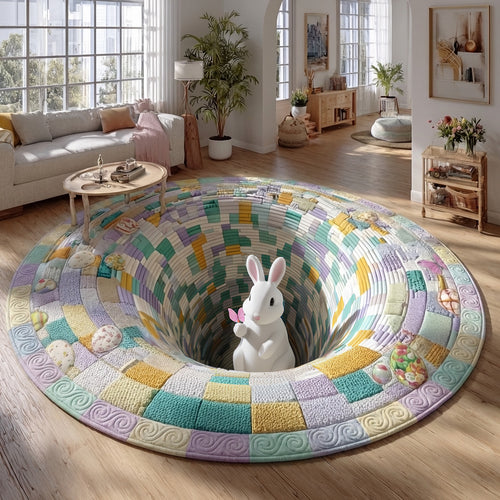 Springtime Rabbit Retreat Quilted Round Mat NCU0PT11504