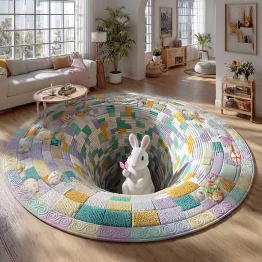 Springtime Rabbit Retreat Quilted Round Mat NCU0PT11504