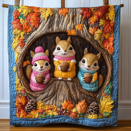Squirrel Charm Quilted Blanket NCU0NT9404