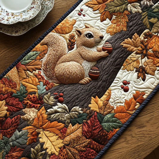 Squirrel Harvest Quilted Table Runner NCU0PT8125