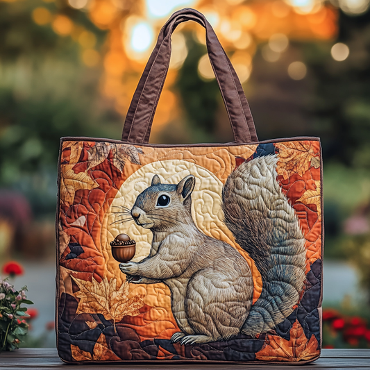 Squirrel Meadow Quilted Tote Bag NCU0DK9287