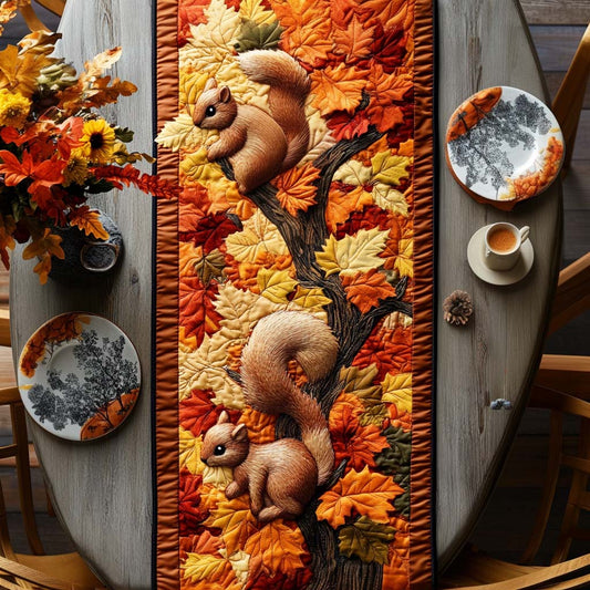 Squirrel Tree Quilted Table Runner NCU0NT9024