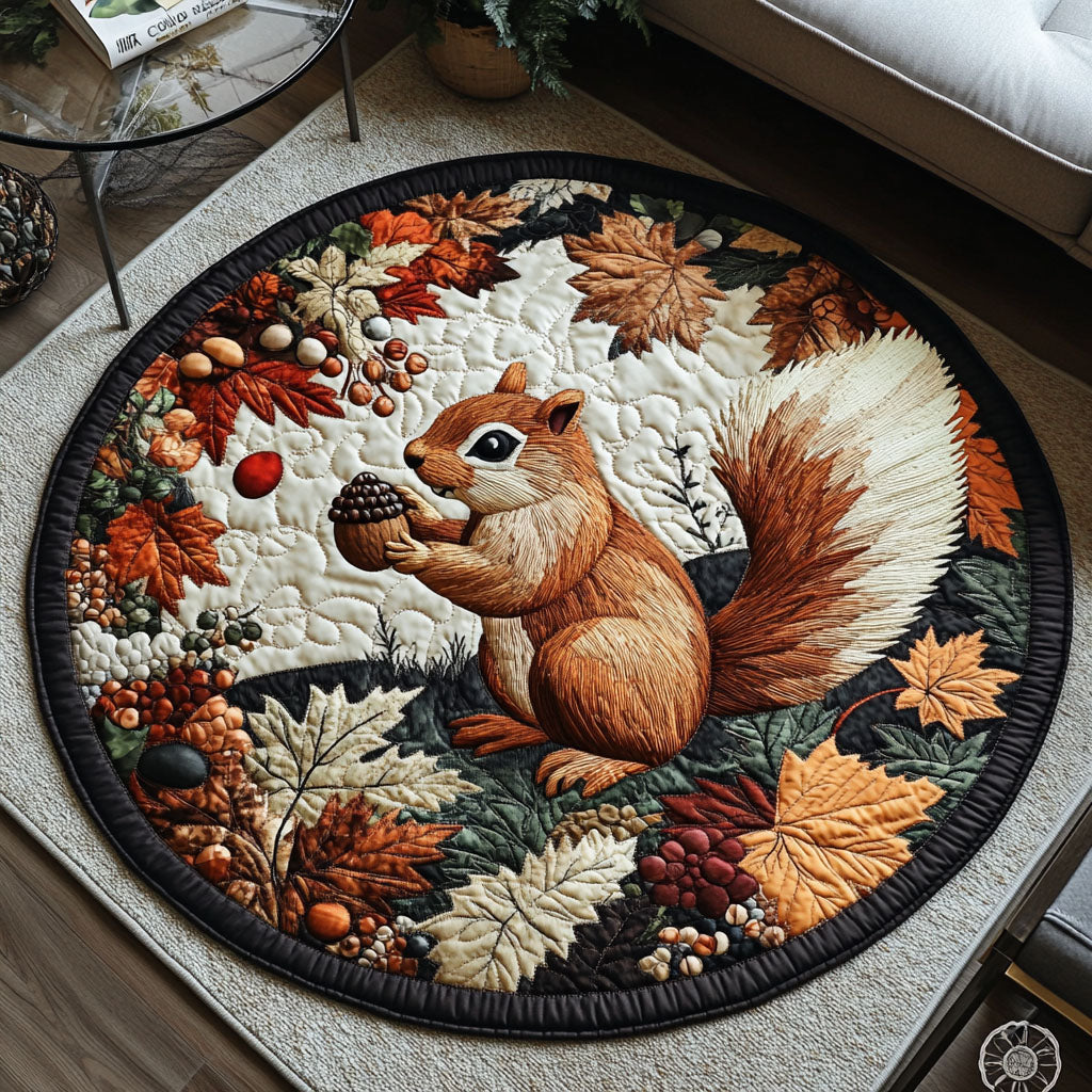 Squirrel in Autumn Bliss Quilted Round Mat NCU0PT7868 – Vantique
