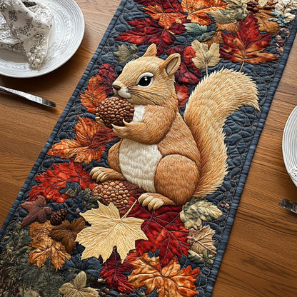 Squirrels Golden Fall Quilted Table Runner NCU0PT8128