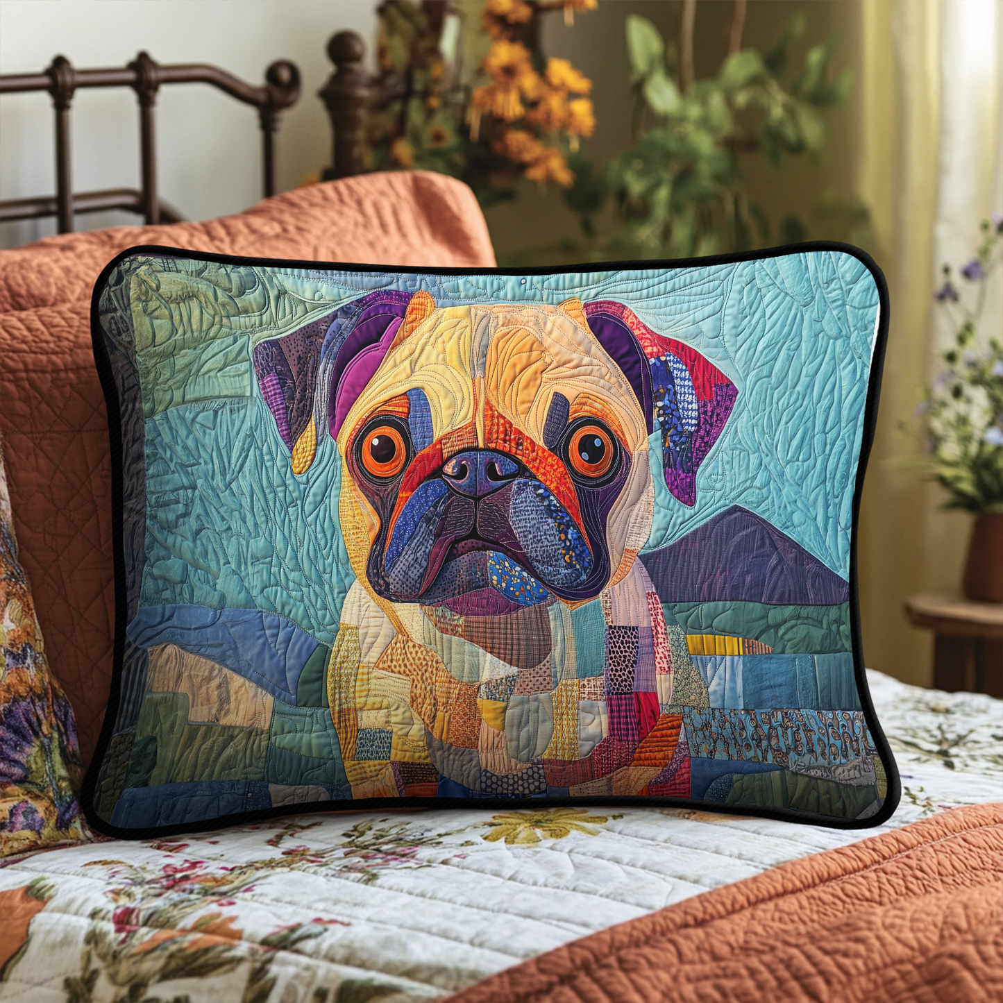 Squishy Pug Love Quilted Bedding Pillow Case NCU0DK2785
