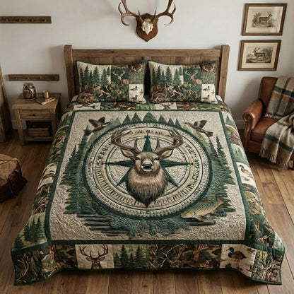 Stag Compass 3-Piece Quilted Bedding Set NCU0VL3416