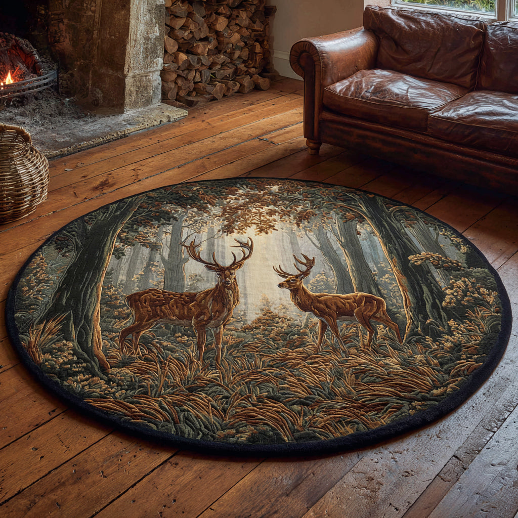 Stag Elegant Scroll Round Carpet NCU0HH831 – Vantique