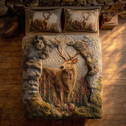 Stag Hollow 3-Piece Quilted Bedding Set NCU0TD2030