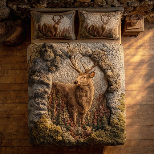 Stag Hollow 3-Piece Quilted Bedding Set NCU0TD2030