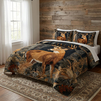 Stag Meadow 3-Piece Quilted Bedding Set NCU0DK12266