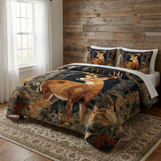 Stag Meadow 3-Piece Quilted Bedding Set NCU0DK12266