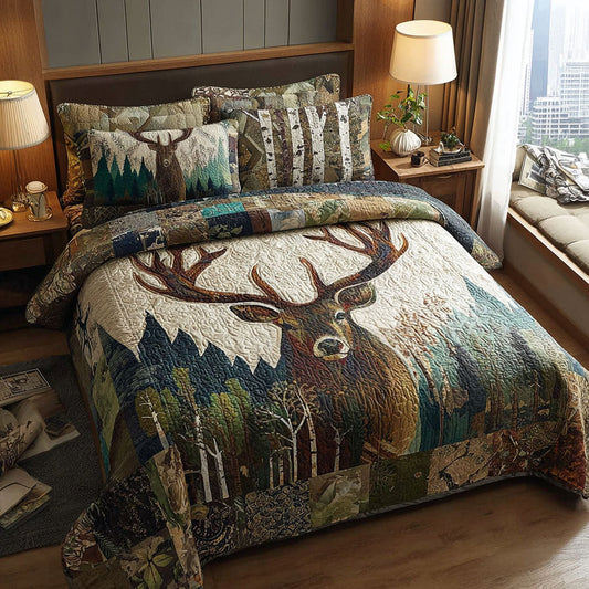Stag Quest 3-Piece Quilted Bedding Set NCU0PT7459