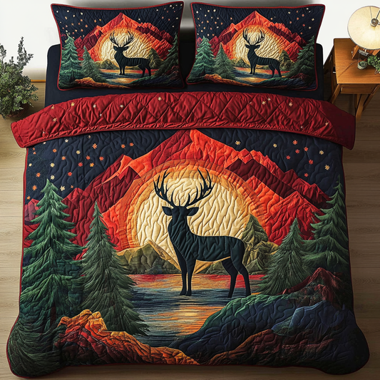 Stag Spirit 3-Piece Quilted Bedding Set NCU0VH2882