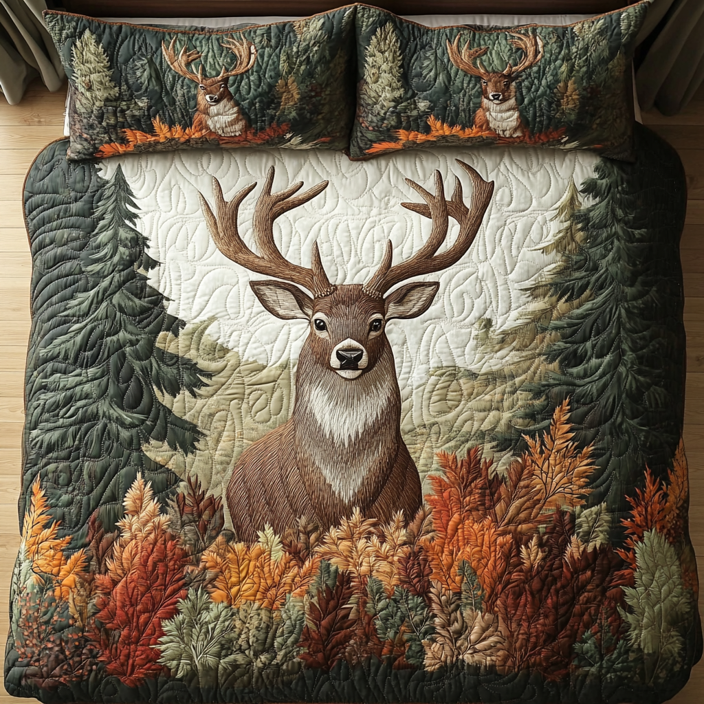 Stag Tracks 3-Piece Quilted Bedding Set NCU0DK7237 – Vantique