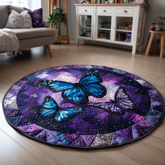 Stained Glass Butterfly Quilted Round Mat NCU0HH106