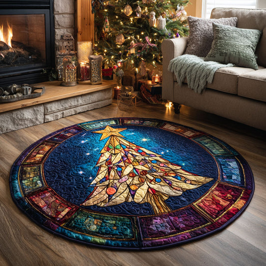 Stained Glass Tree Quilted Round Mat NCU0TV166