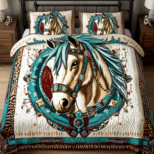 Stallion Dream 3-Piece Quilted Bedding Set NCU0VH1686