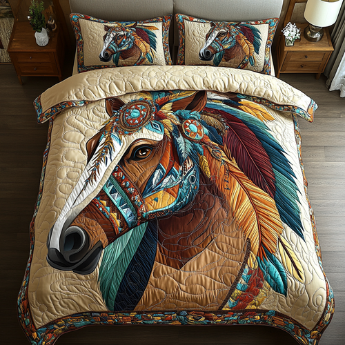 Stallion Dreams 3-Piece Quilted Bedding Set NCU0DK4294