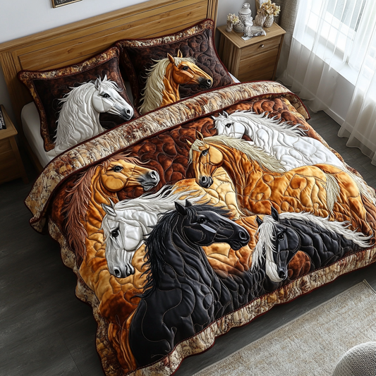 Stallion Symphony 3-Piece Quilted Bedding Set NCU0DK3763