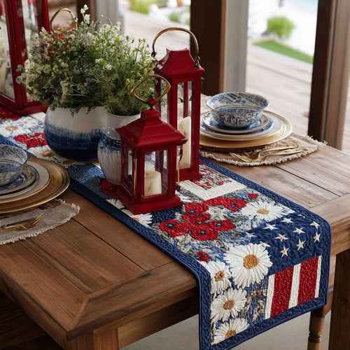 Star-Spangled Blooms Quilted Table Runner NCU0PT11452