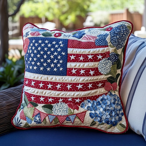 Star-Spangled Flowers Quilted Pillow Case NCU0PT7238