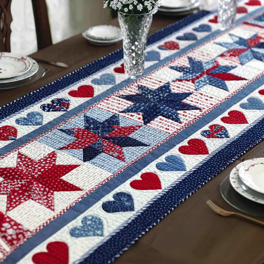 Star Patch Quilted Table Runner NCU0NT12689