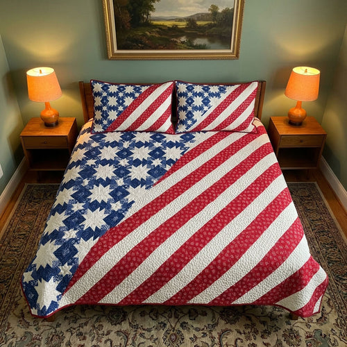 Star Spangled 3-Piece Quilted Bedding Set NCU0DK12176