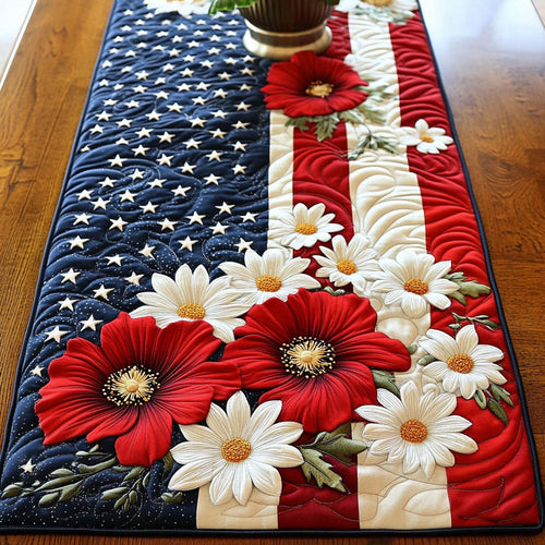 Star Spangled Blossoms Quilted Table Runner NCU0NT5974
