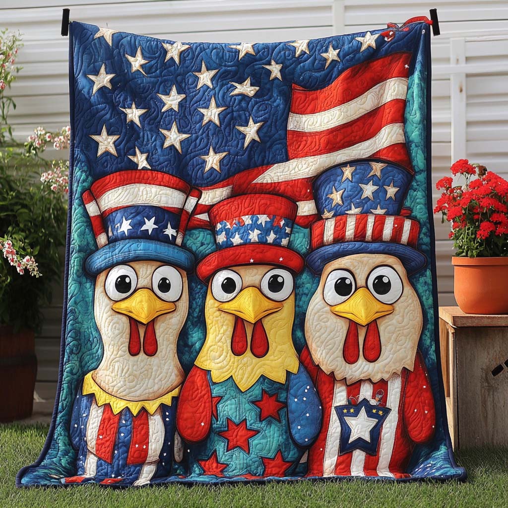 Star Spangled Chicks Quilted Blanket NCU0NT8159