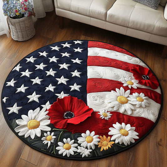 Star Spangled Flowers Quilted Round Mat NCU0NT6607