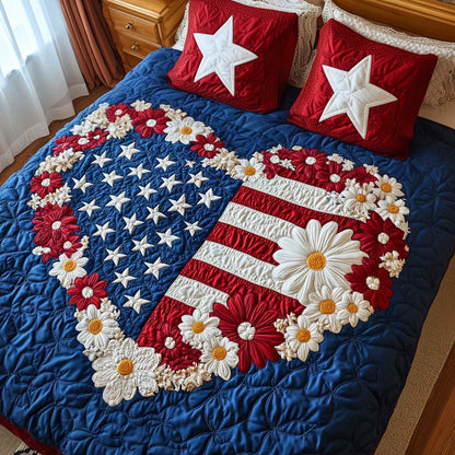 Star Spangled Heart 3-Piece Quilted Bedding Set NCU0NT7522
