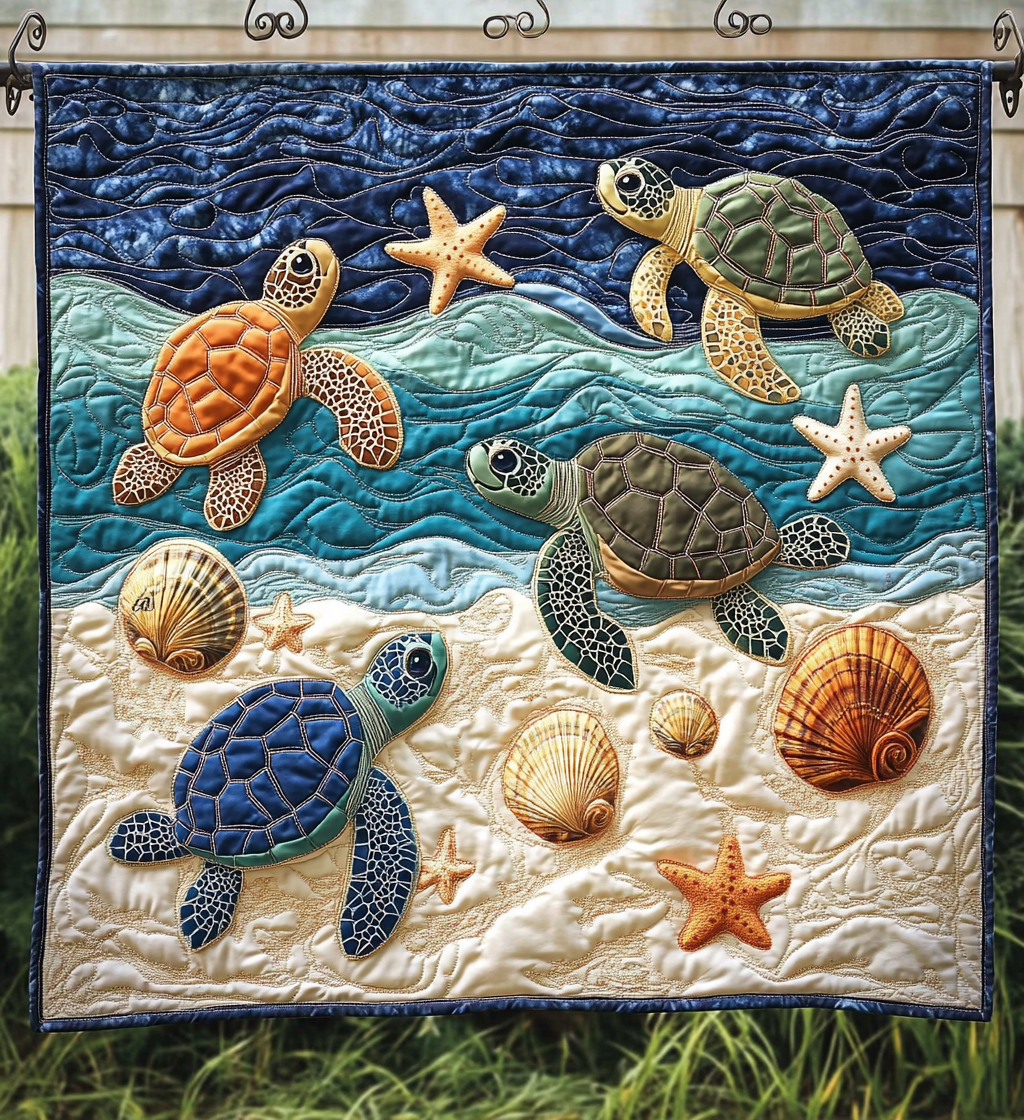 Star Turtles Art Quilt Hanging NCU0DV809