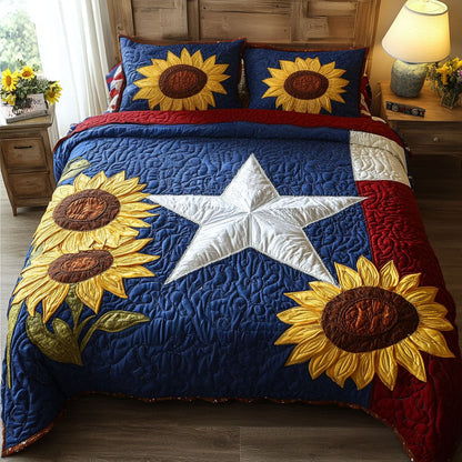 Star and Sunflowers 3-Piece Quilted Bedding Set NCU0NT6347