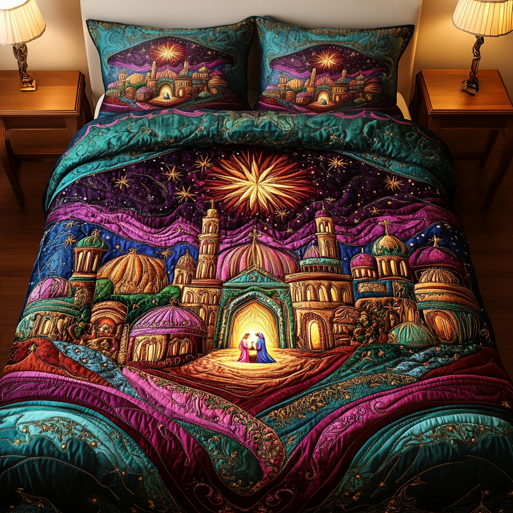 Star of Bethlehem 3-Piece Quilted Bedding Set NCU0VH1175