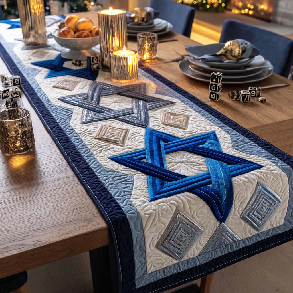 Star of David Elegance Quilted Table Runner NCU0XD970