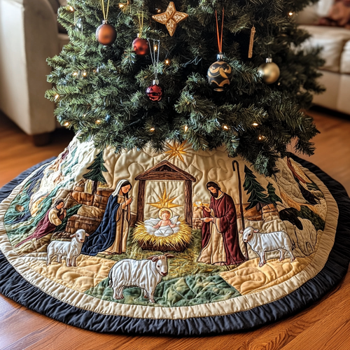 Star of Peace Christmas Quilted Tree Skirt NCU0VH107