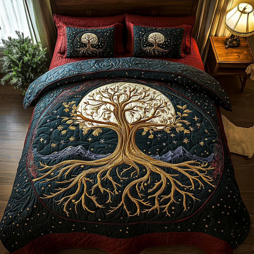 Starbound Tree 3-Piece Quilted Bedding Set NCU0DV6011