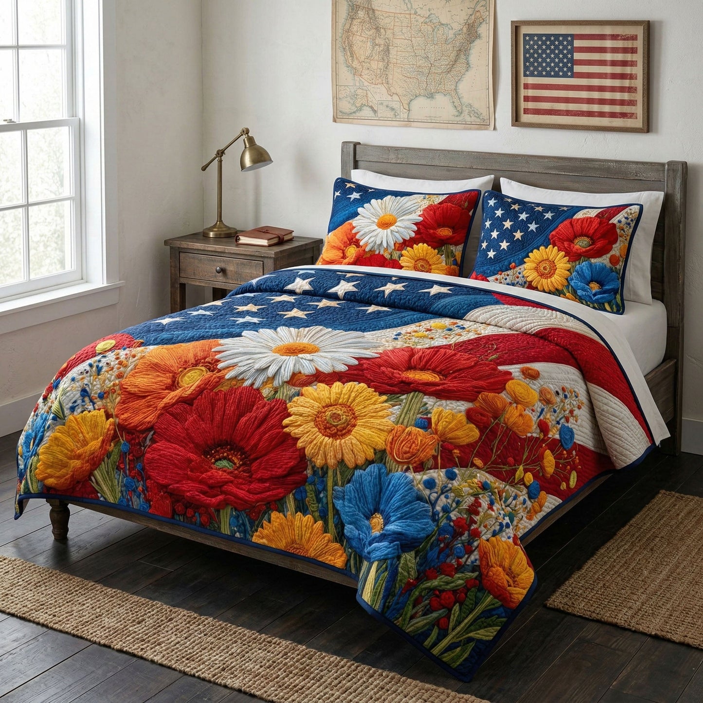 Starfield Floral Pride 3-Piece Quilted Bedding Set NCU0NT12370