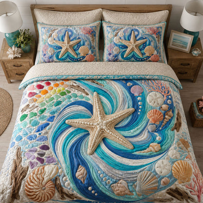 Starfish Harbor 3-Piece Quilted Bedding Set NCU0PT11805