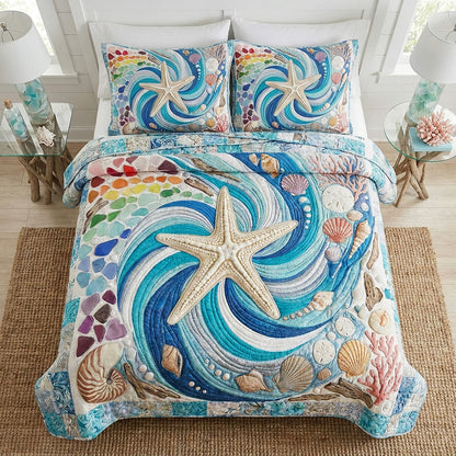Starfish Harbor 3-Piece Quilted Bedding Set NCU0PT11805