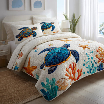 Starfish Serenity 3-Piece Quilted Bedding Set NCU0VL3165