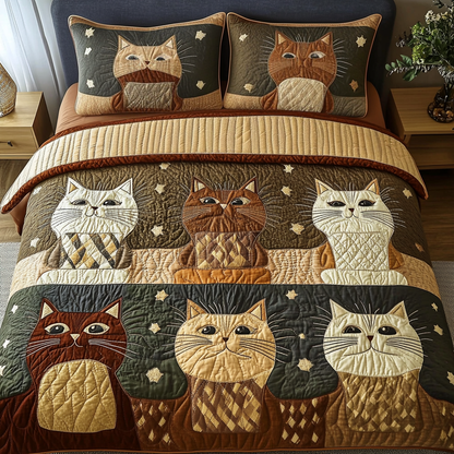 Starlight Cat Tales 3-Piece Quilted Bedding Set NCU0VH1084