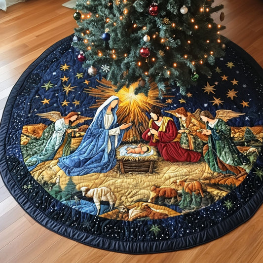 Starlit Birth Quilted Christmas Tree Skirt NCU0PT1235