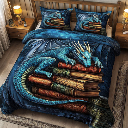 Starlit Book Hoard 3-Piece Quilted Bedding Set NCU0NT5786
