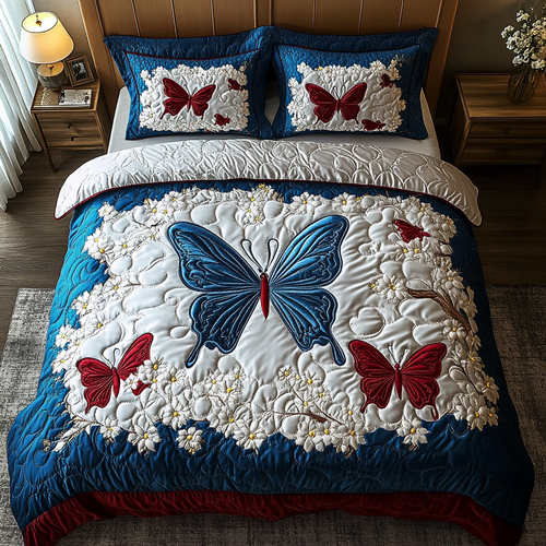 Starlit Butterfly 3-Piece Quilted Bedding Set NCU0DK10746