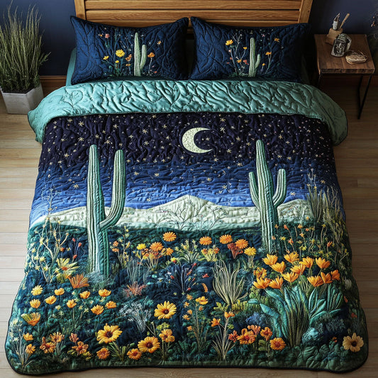Starlit Cacti 3-Piece Quilted Bedding Set NCU0NT5323